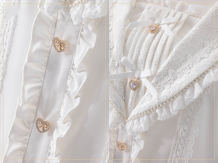 Jirai Kei Sailor Collar White Short Sleeves Blouse Bowknot and Sweetheart Rhinestone Decorations