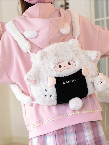 White Plush Cute Lamb Backpack