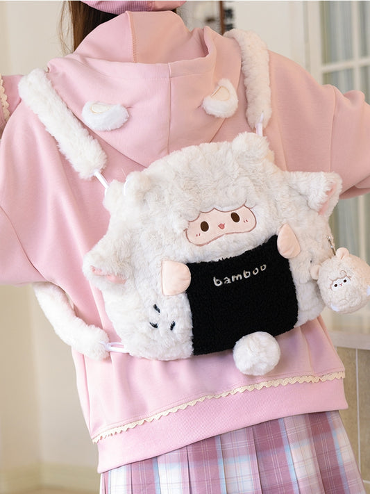 White Plush Cute Lamb Backpack