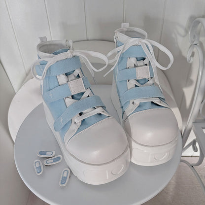 Tenshi Kaiwai Blue Round Toe Yami Kawaii Platform Sneakers