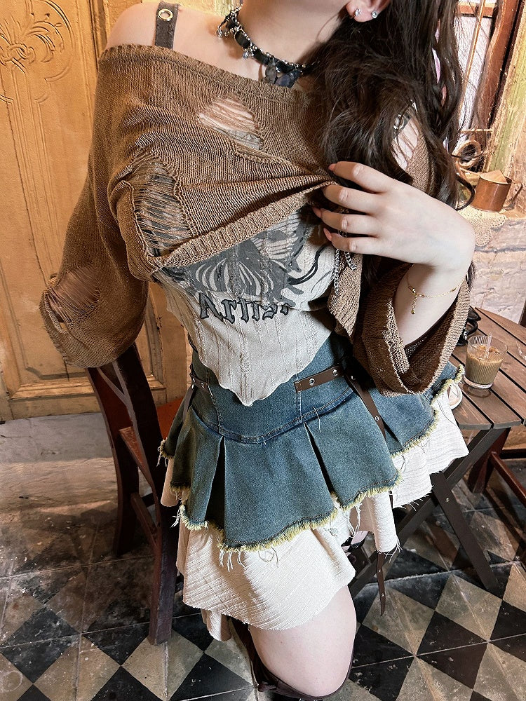 Plus Size Coffee Butterfly Print Y2K Fashion Cami Top