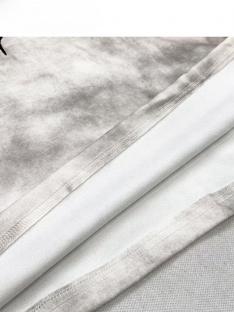 White Wasteland Punk Letter Print Self-tie Strap Tie Dye Design Sweatshirt