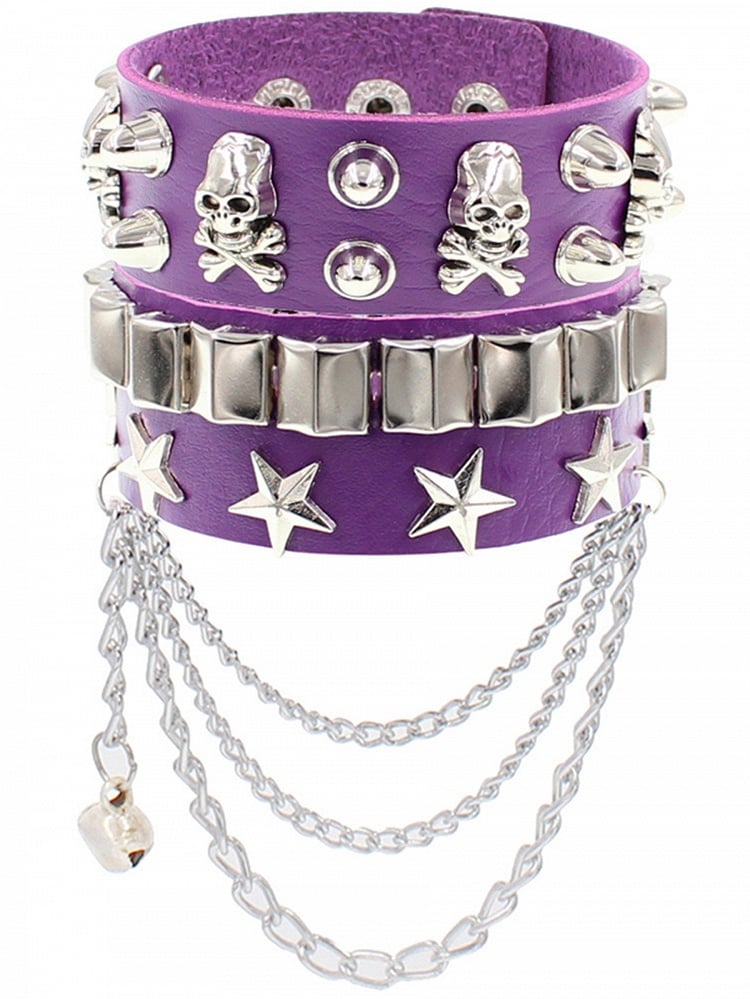 8 Colors Skeleton and Star Detail Punk Bracelet