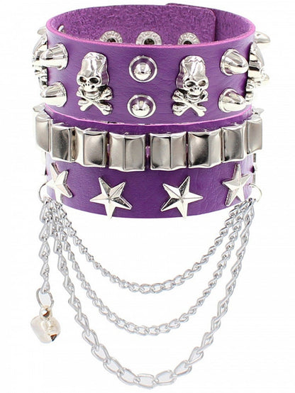 8 Colors Skeleton and Star Detail Punk Bracelet