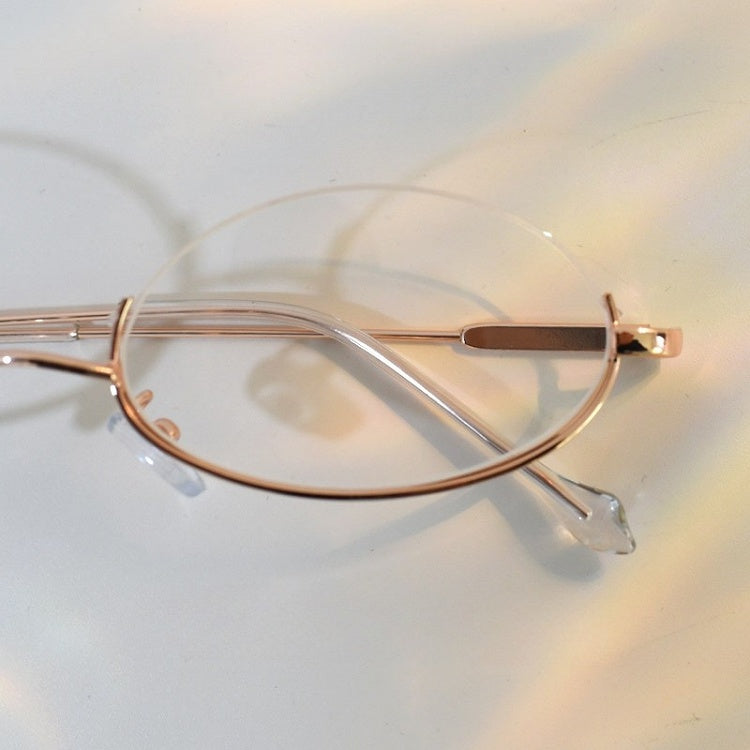 Gold Cyberpunk Semi-rimless Glasses + Chain Accessory