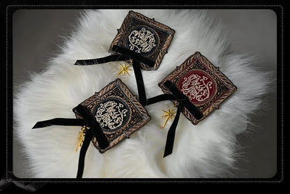 Black / Red / Dark Blue Embroidered Brooch