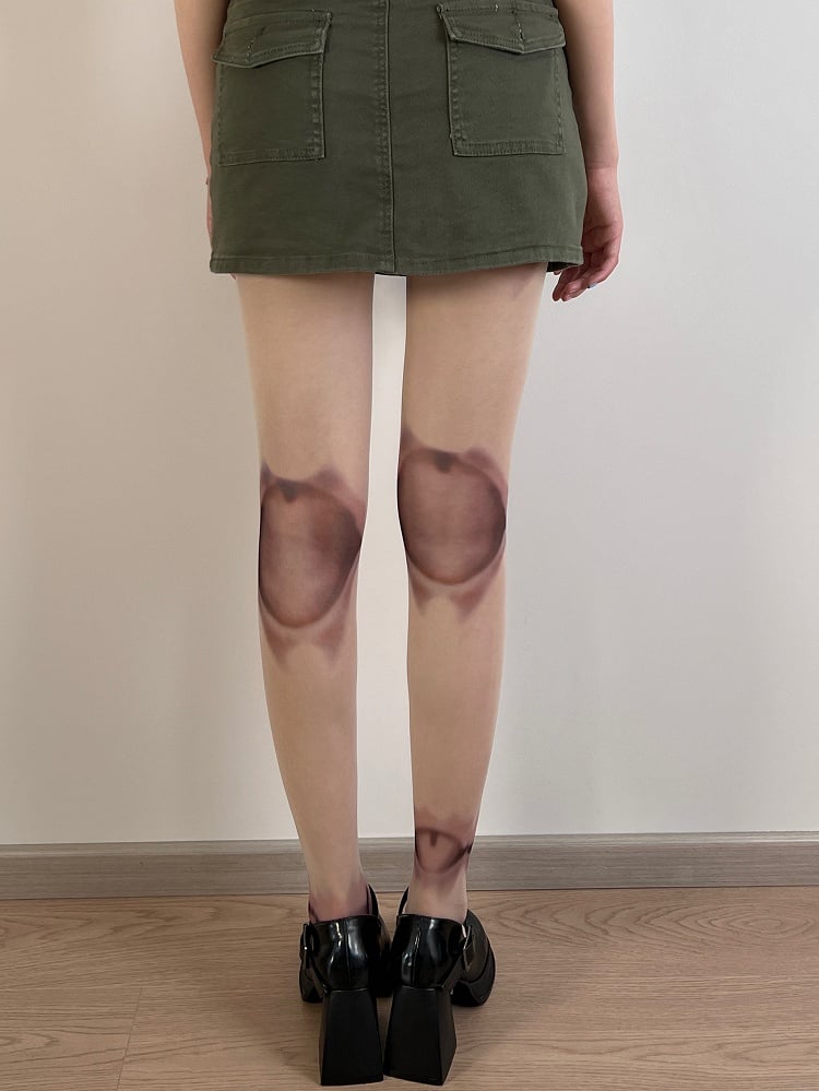 Nude Knee and Ankle Joints Print Tights
