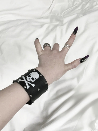 Black Skeleton PU Punk Bracelet