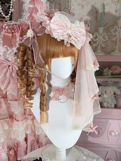 3 Color Options Floral Design Bowknot Details Lace Trim Mini Hat + Veil