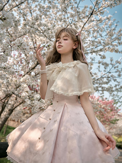 Clearance-Size M for Neck Circumference 42.5CM Beige Self-tie Bowknot Neckline Shawl