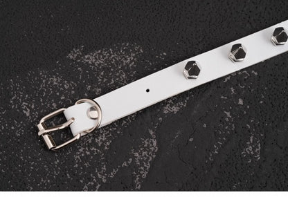 Heart Pendant White Gothic Studs PU Choker