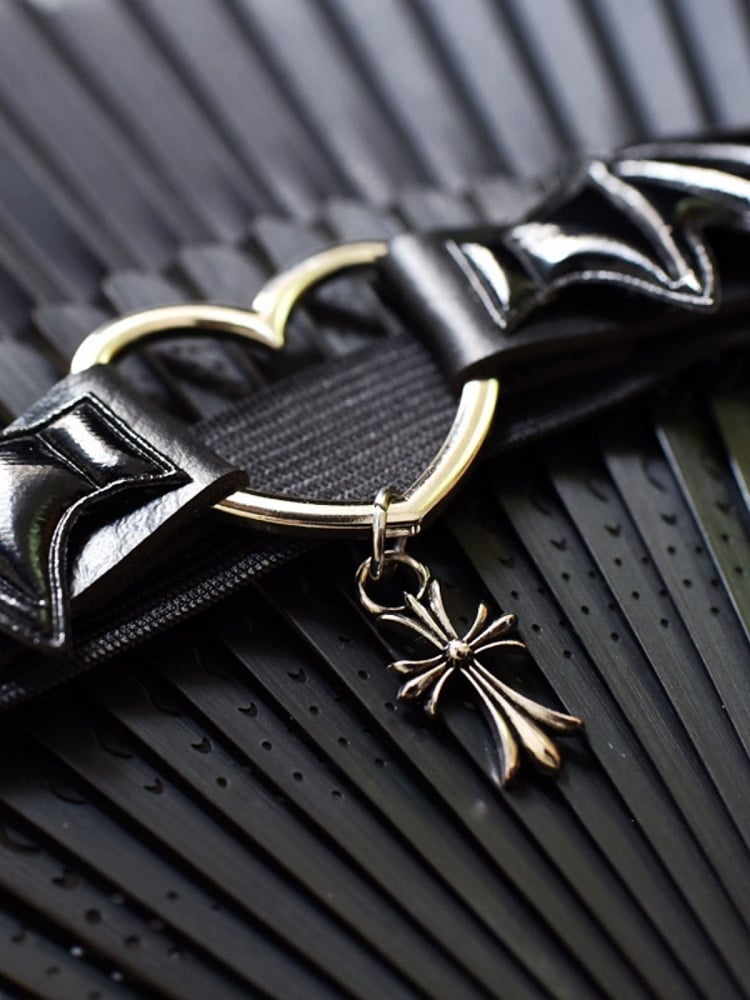Gothic Devil Wings Black Punk Cross Garter