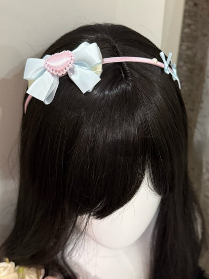 Pink/Blue&Pink Heart Decorated Bowknot Details KC