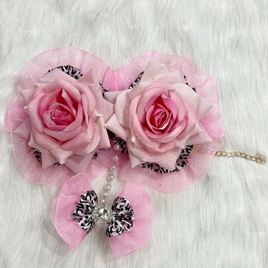 4 Options Floral Design Lace Trim Bracelet With Rhinestone Heart Decorated Bowknot Ring