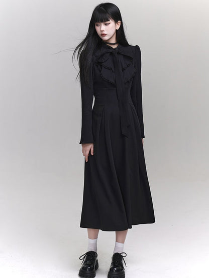 Gothic Black Jablt Collar High Waist Dress