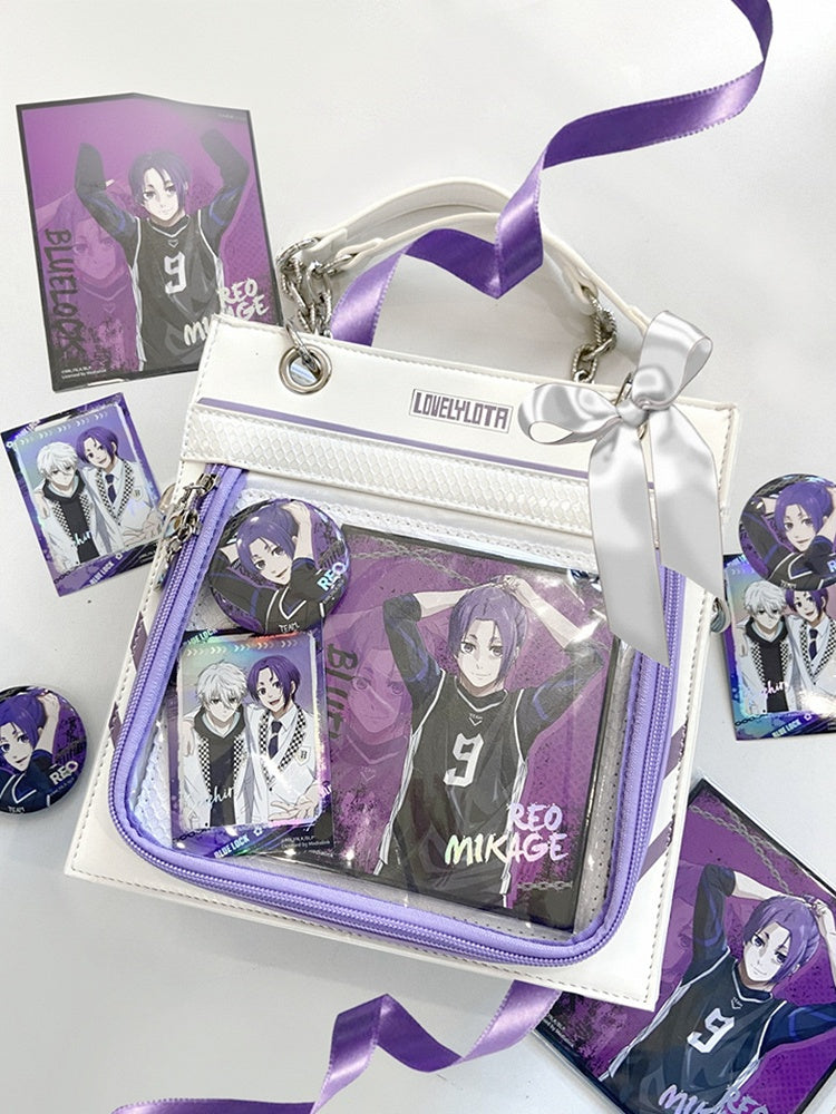 White & Purple Sweetheart Charm Zipper Ita Shoulder Bag