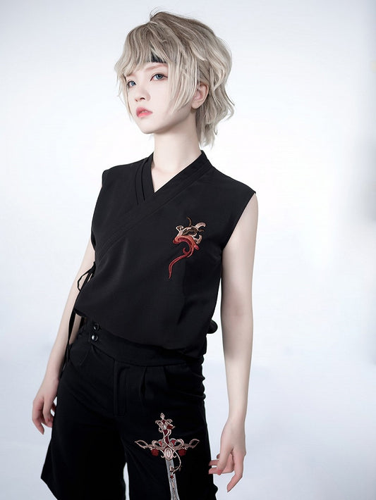 Night Command Embroidery Top