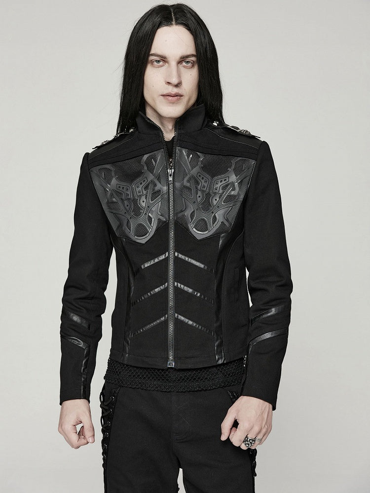 Black Cyber Handsome Jacket Detachable Front Open Skirt