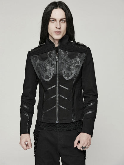 Black Cyber Handsome Jacket Detachable Front Open Skirt