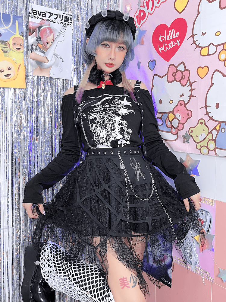 Spider Web Design Skirt Chain Decoration Handkerchief Hem