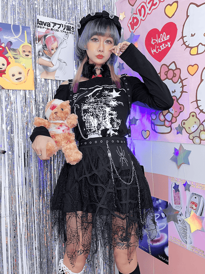 Spider Web Design Skirt Chain Decoration Handkerchief Hem