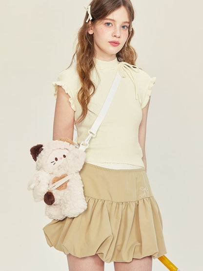 White Kitty-shaped Plush Backpack/Crossbody Bag + 4 Options Keychain Small/Middle/Large Size