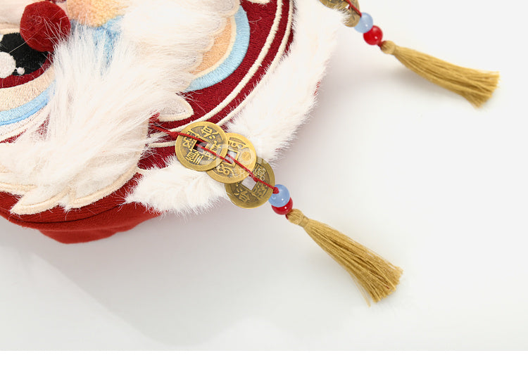 White and Red Dragon Crossbody Tassels Decorated