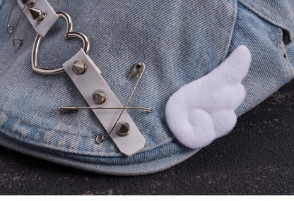 Studs and White Wings Light Blue Denim Hat