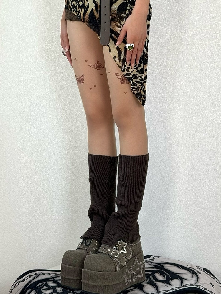 Nude Y2K Butterfly Print Tights