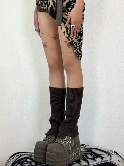 Nude Y2K Butterfly Print Tights