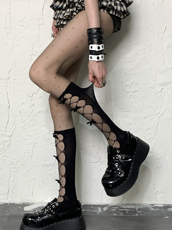 Y2K Black Polka-dot Pattern Tights