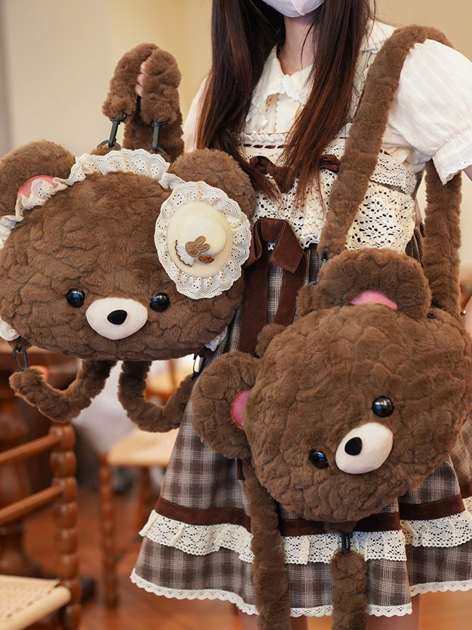Brown Bear-shaped Plush Backpack