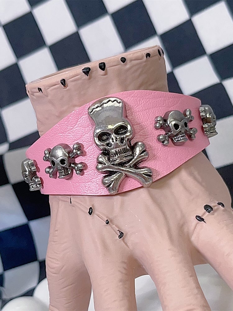 Black/White/Pink Y2K Skeleton Decorated Bracelet