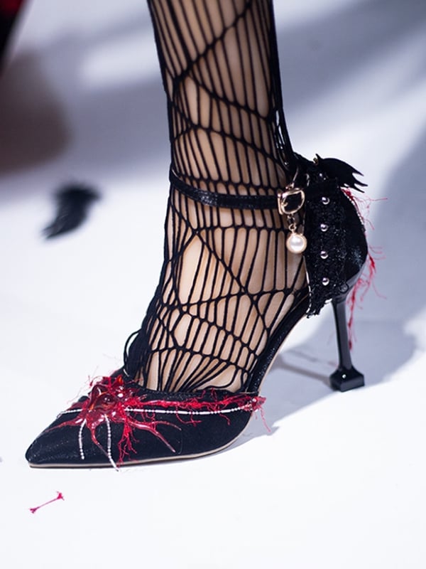 Blue&Red Gothic Lolita Heart Decorated Spider Design Pointed Toe 5CM/8.5CM High Heels