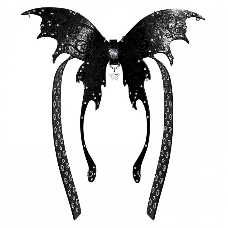 Punk Black/Silver Butterfly PU Waist Belt