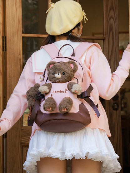 Pink&Brown Cut-out Design Backpack