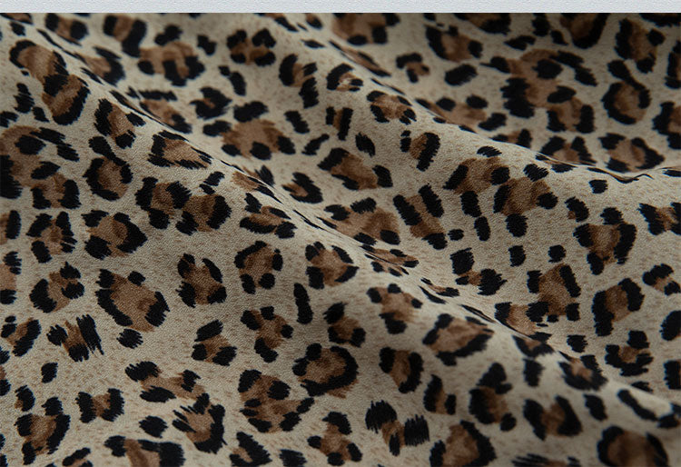 Gyaru Fashion Detachable Flower Decorated Brown Leopard Asymmetrical Hem Cami Top