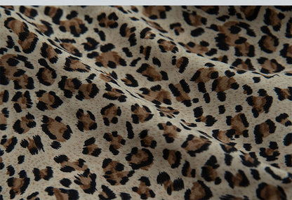 Gyaru Fashion Detachable Flower Decorated Brown Leopard Asymmetrical Hem Cami Top