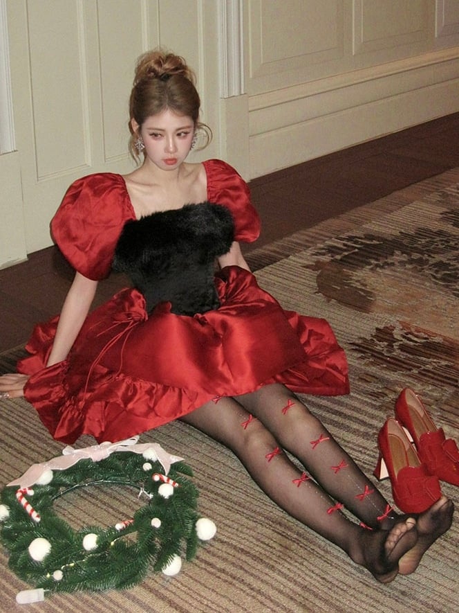 6 Color Options Rhinestone Decorated Bowknot Details Tights