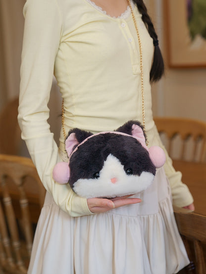 Pink&Gray Suede Letter And Heart Embroidery Backpack With A Detachable Kitty Plushie