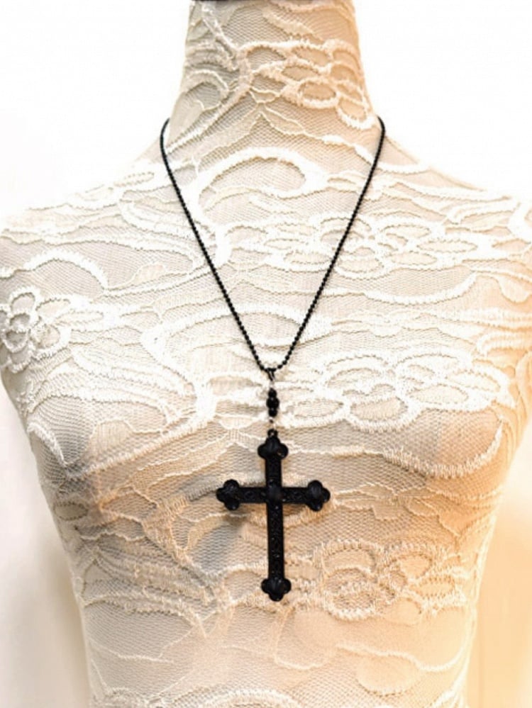 Black Gothic Punk Cross Pendant Necklace