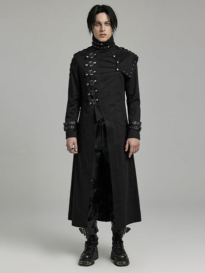 Punk Textured Asymmetrical Long Jacket