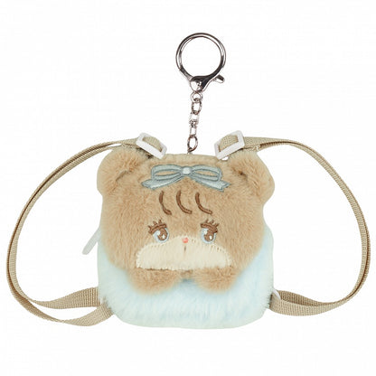 Blue & Brown Cute Teddy Bear-shaped Plushie Coin Purse Key Chain