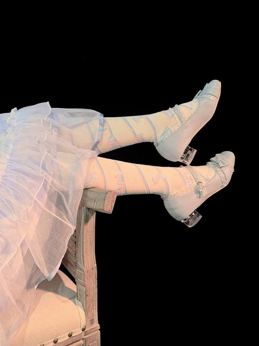 Little Candy Cotton Over-the-Knee Stockings - Blue and Pink Stripes