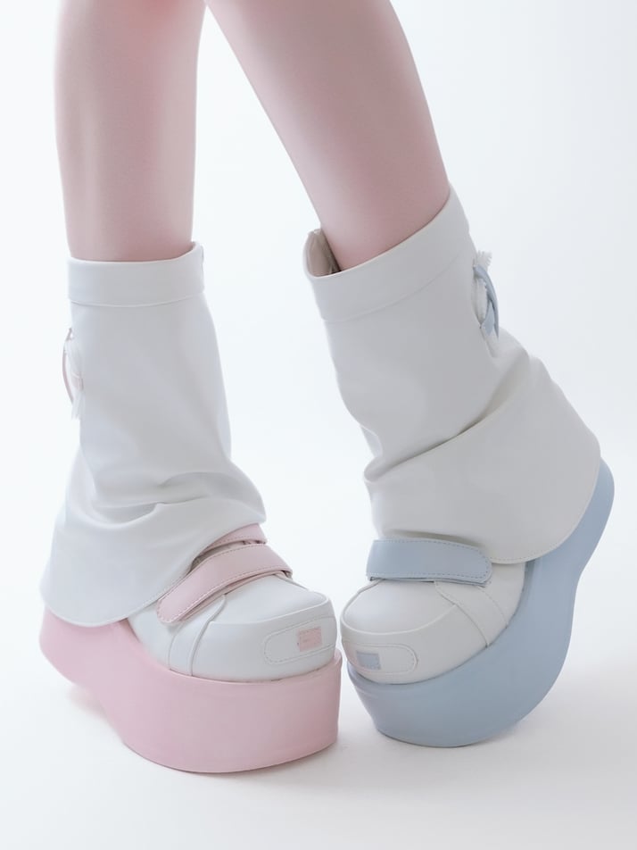 Blue&Pink Yami Kawaii Zip Closure at Sides Platform Boots