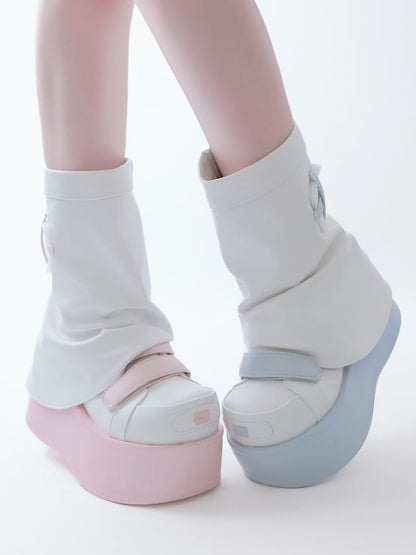 Blue&Pink Yami Kawaii Zip Closure at Sides Platform Boots