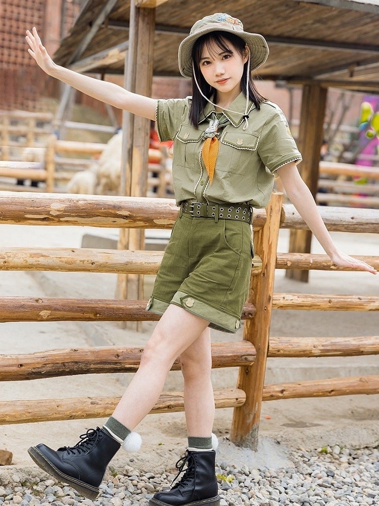 Cute Bunny Button-Up Shirt with Carrot Tie – Available in XS to 3XL