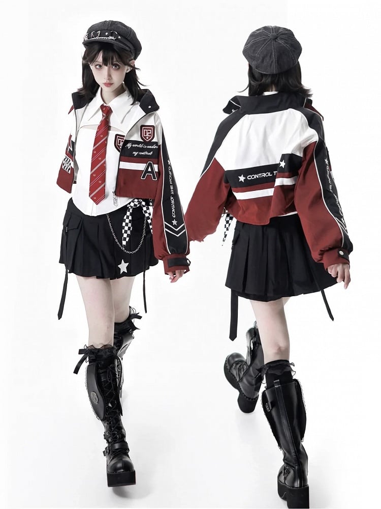 Black Box Pleat Mini Skort with Star and Straps Accents