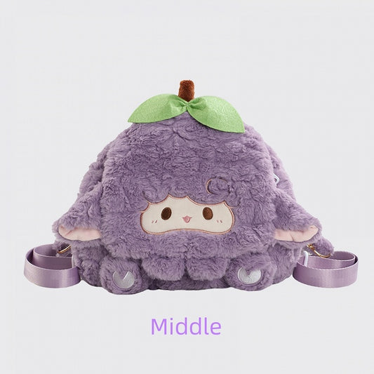 Purple Cute Lamb Plush Flap Backpack Bag Middle/Large Size