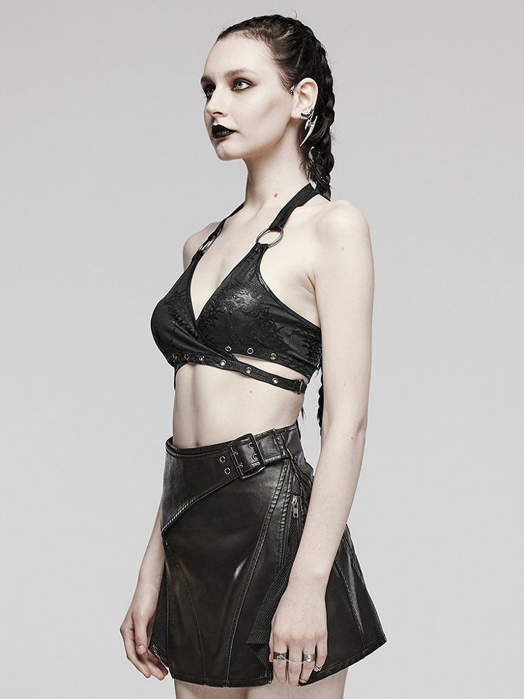Black Punk Sexy Halter Neck Top